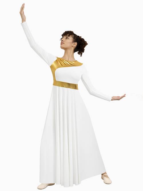 women full length praise dance dress elegant liturgical church worship costume with round neck full coverage suitable for dance performances hand washable stretchable dancewear for church events worship services