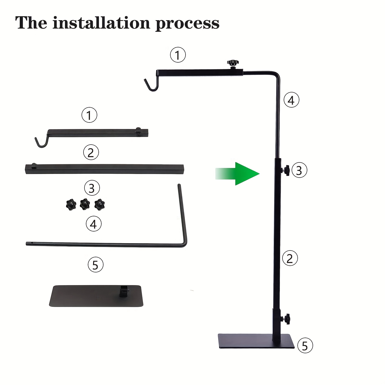 TEMU Support d'éclairage réglable pour reptiles - Hauteur de 15 à 25 pouces, lampe de sol extensible pour habitat de reptiles, support d'éclairage