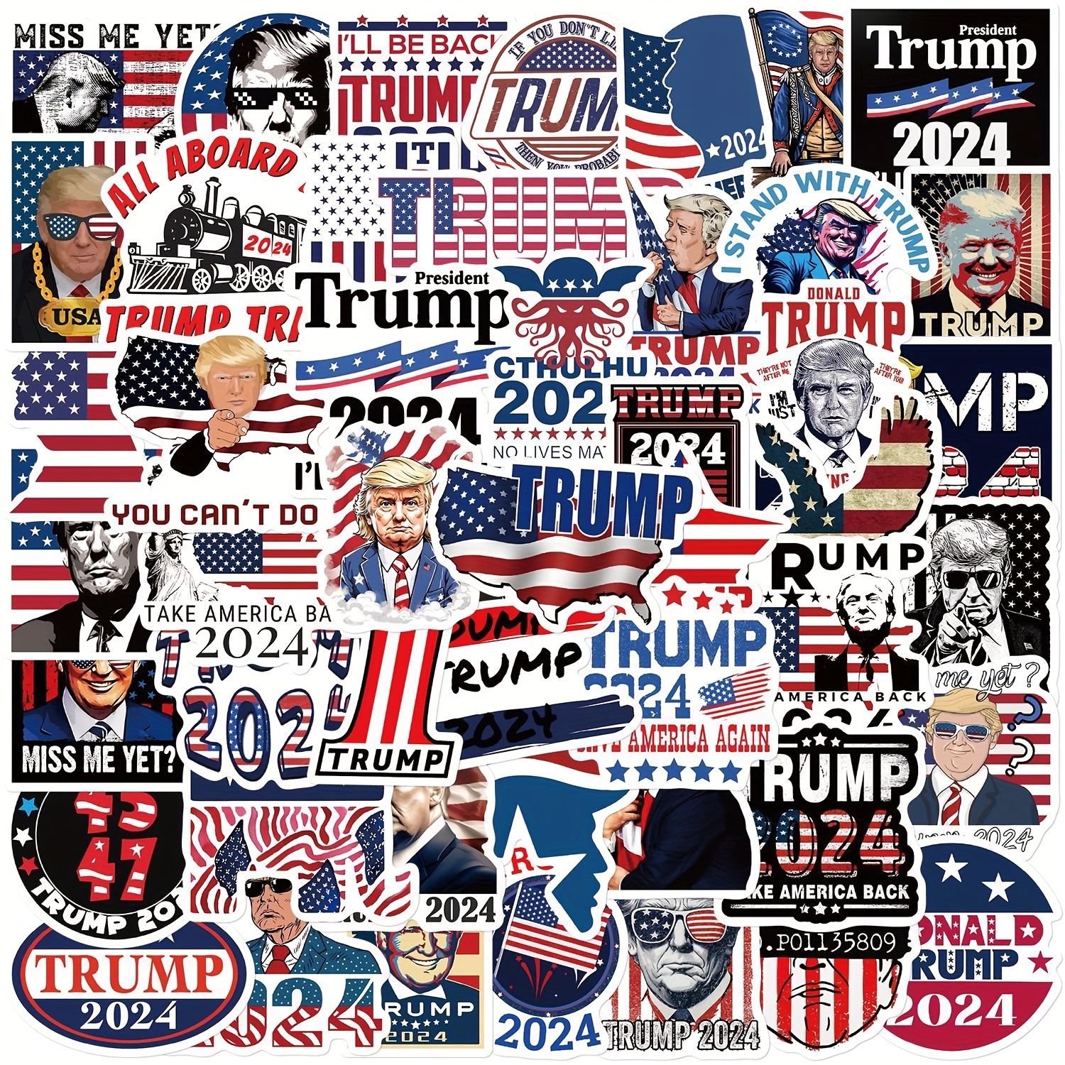 50pcs Trump 2024 Vinyl Stickers - Durable, Reusable Decals For Laptops, Water Bottles, Cars, Phones, And More - Matte Finish, English Text, Ideal For Daily Use