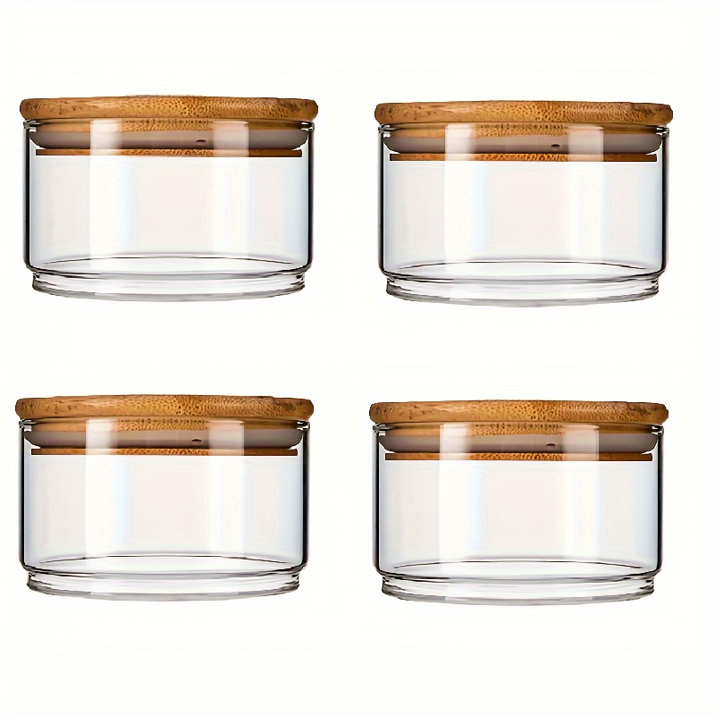 4pcs, Glass Storage Jars With Lids, Multipurpose Clear Containers Set For Food Serving, Airtight Seal Dessert Tray, Breakfast Bowl, Dish, Home Supplies