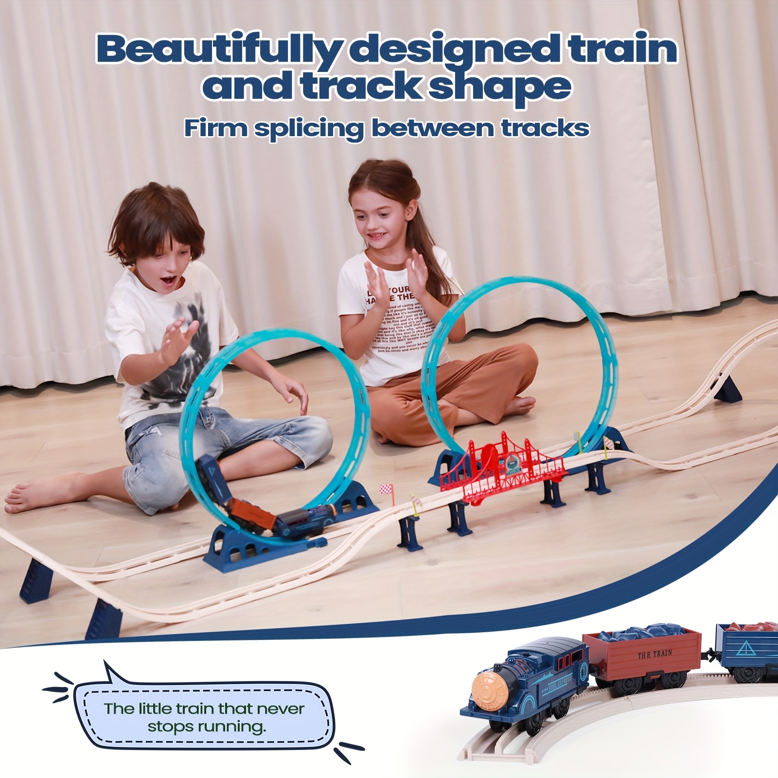 Vintage Electric Train Set, Interactive Variable DIY Track Toys for Kids, Rechargeable with Lights And Sounds, Contains Train, Track, Bridge, for Ages 3+, Creative Birthday Gift, Kids' Day Gift