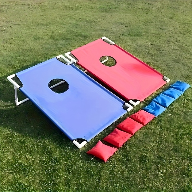 Red And Blue Convenient Corn Hole Game Set, Foldable And Durable, Including 6 Bean Bags And 1 Storage Bag, Outdoor Sports And Training Throwing Games, Suitable for Family Travel And Outdoor Activities