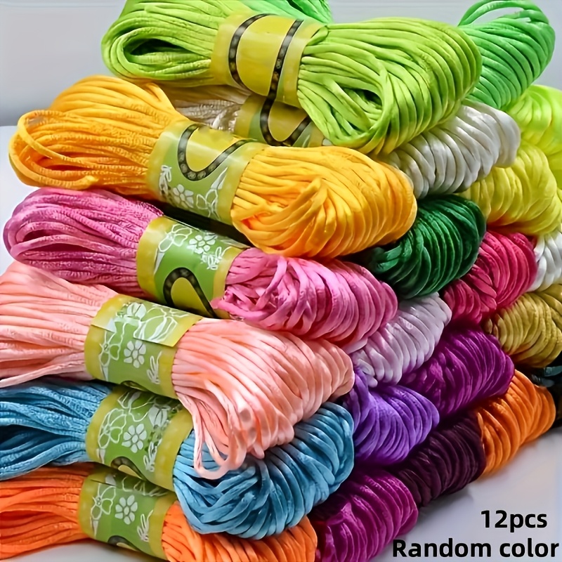TEMU 12 Rolls Of 1.5mm Wide Cord And Rope, Random Colors, Non-elastic, 10 Meters Per Roll - Suitable For Bracelets, Necklaces, Hair Additions,