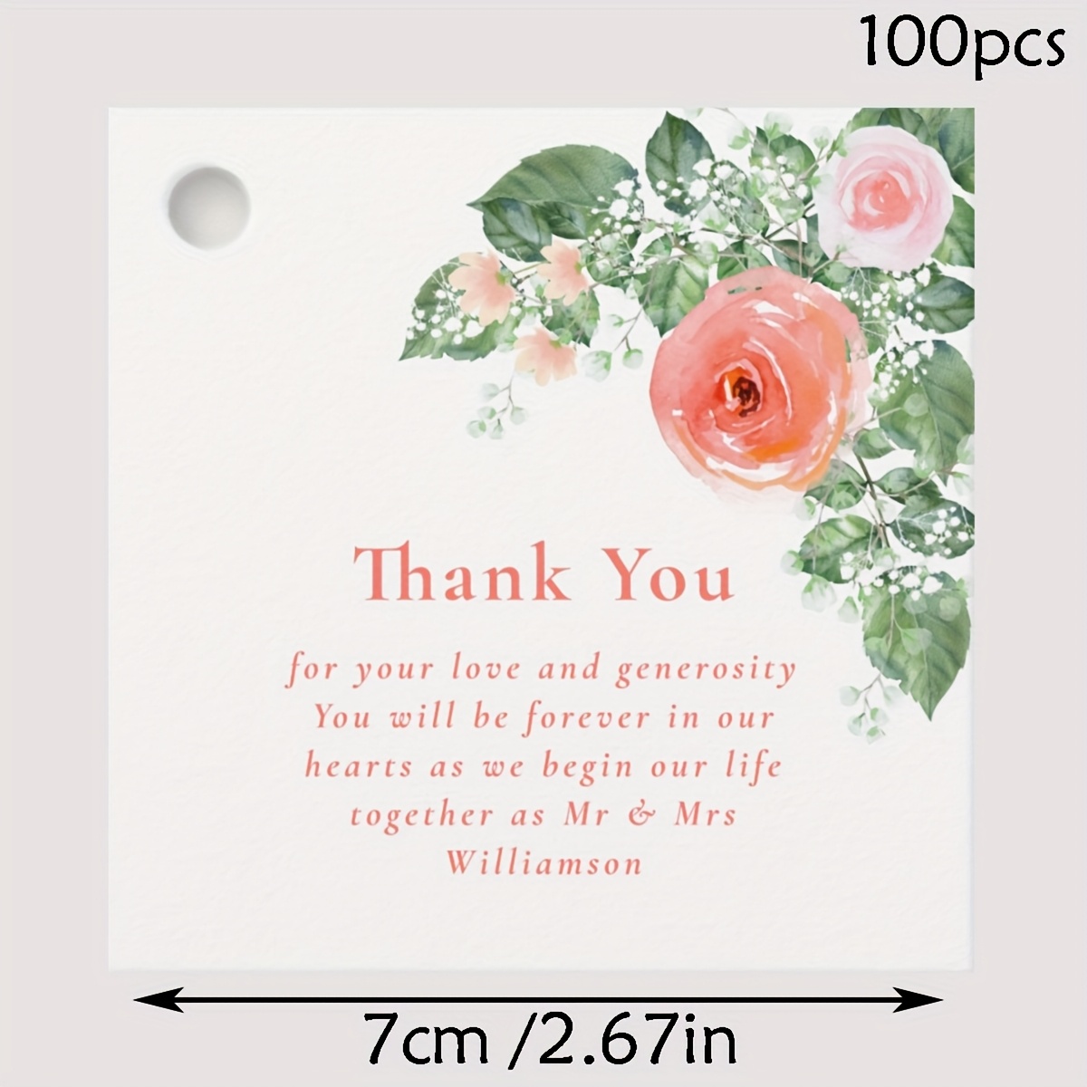 TEMU Gepersonaliseerde 100 stuks Bedankkaartjes Bruiloft, Bedankcadeau Labels, voor Bruiloften, Verjaardagen en Meisjes Cadeaus