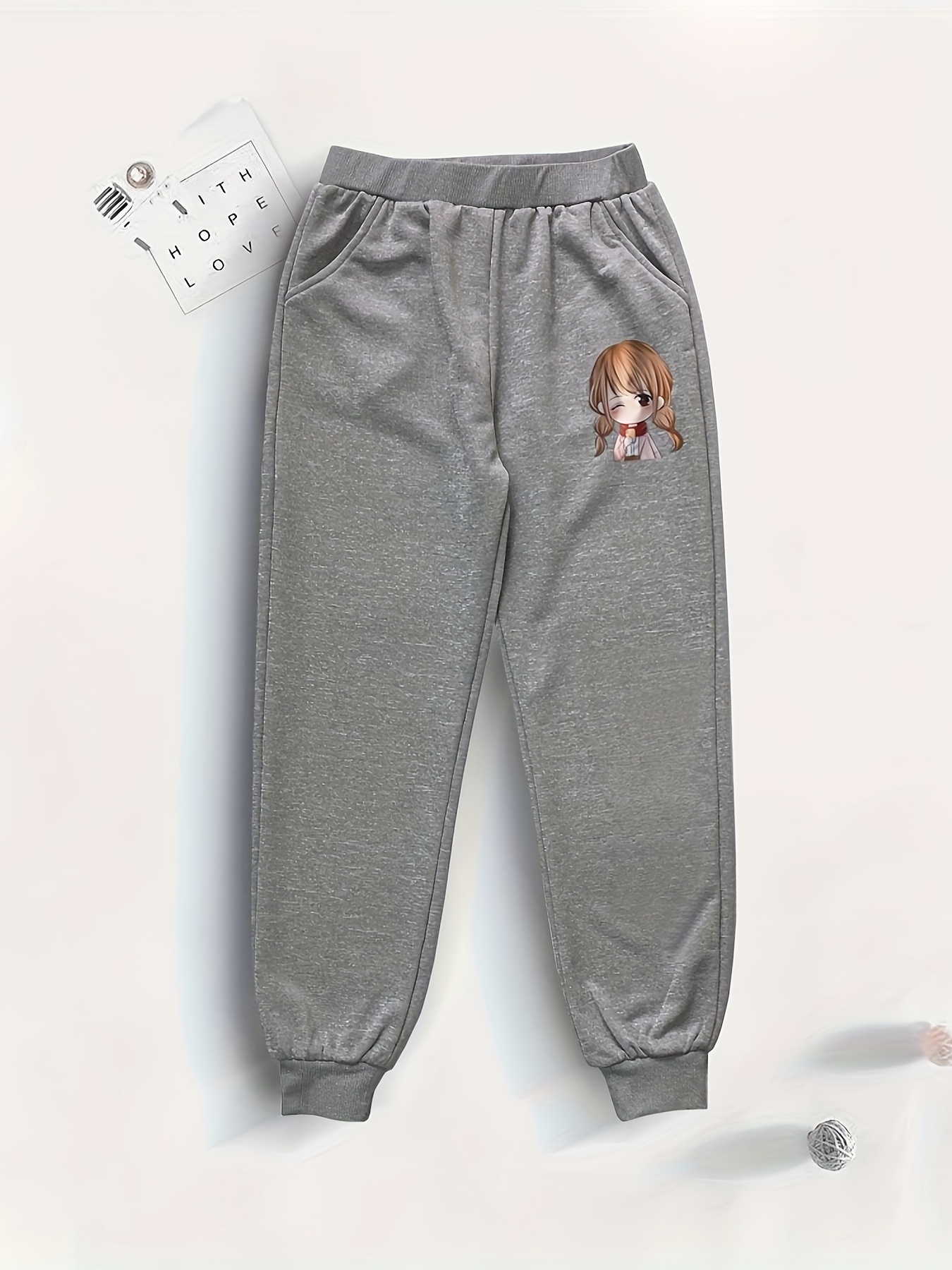 2023 Girls Cartoon Sweat Pants Cute Ballet Dance Girl Print Jogger