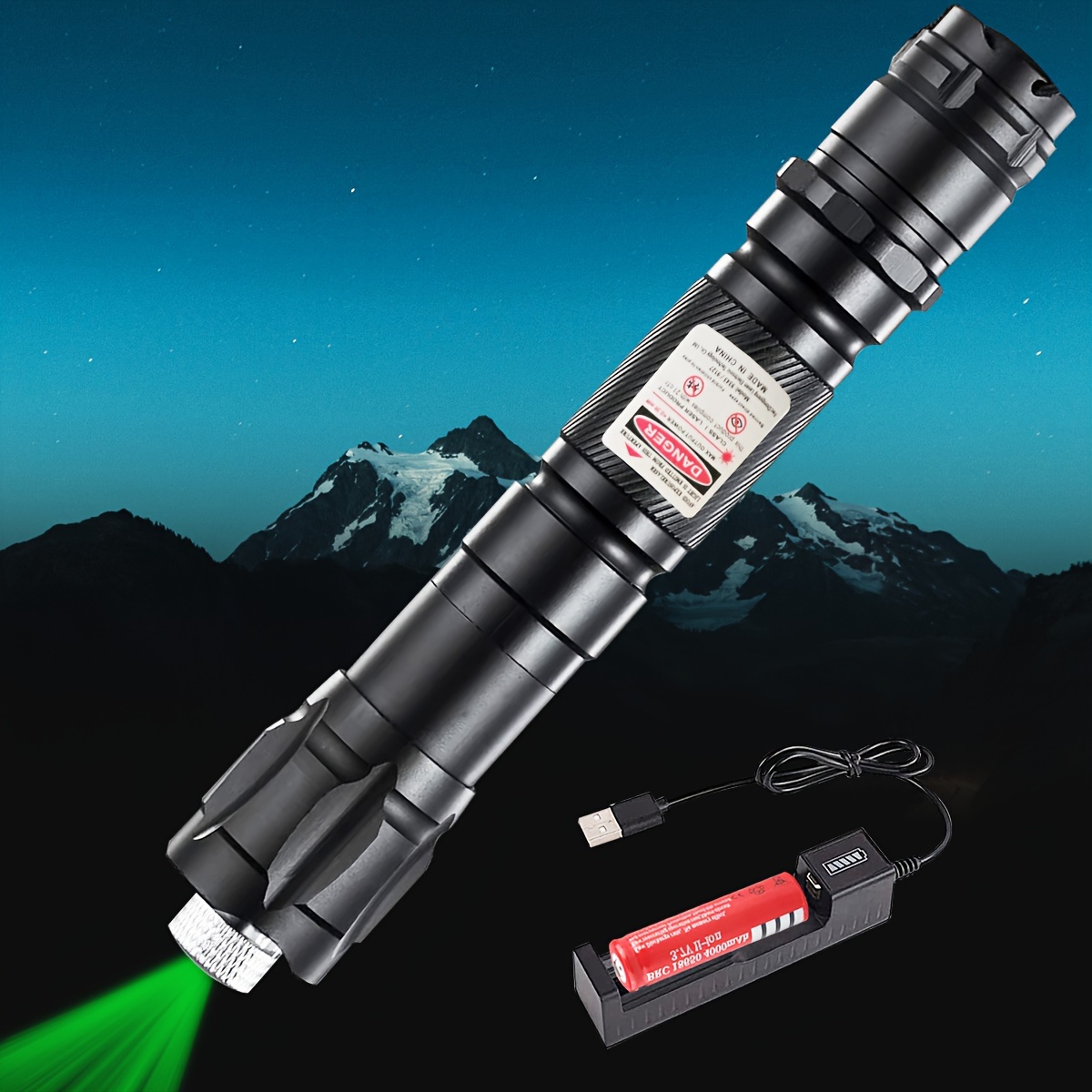 Linterna de haz láser verde táctico de largo alcance con carga USB, puntero  de luz de enfoque ajustable para astronomía nocturna al aire libre camping