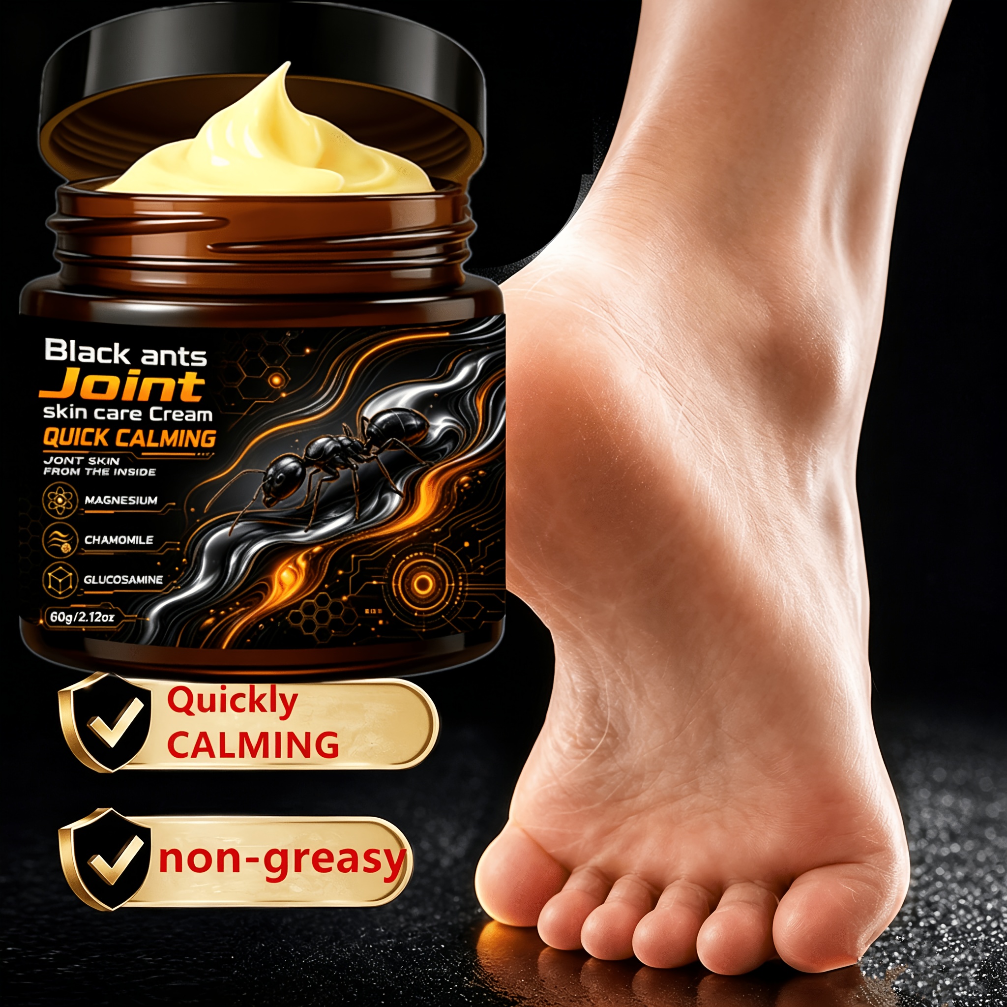Image of [fast And Powerful] Joint Skin Care Cream | Natural Formula For Knees, Hands, Feet, Elbows And Shoulders, Containing Bee Venom, Honey, Extract, Chamomile And Magnesium, | , Moisturizin