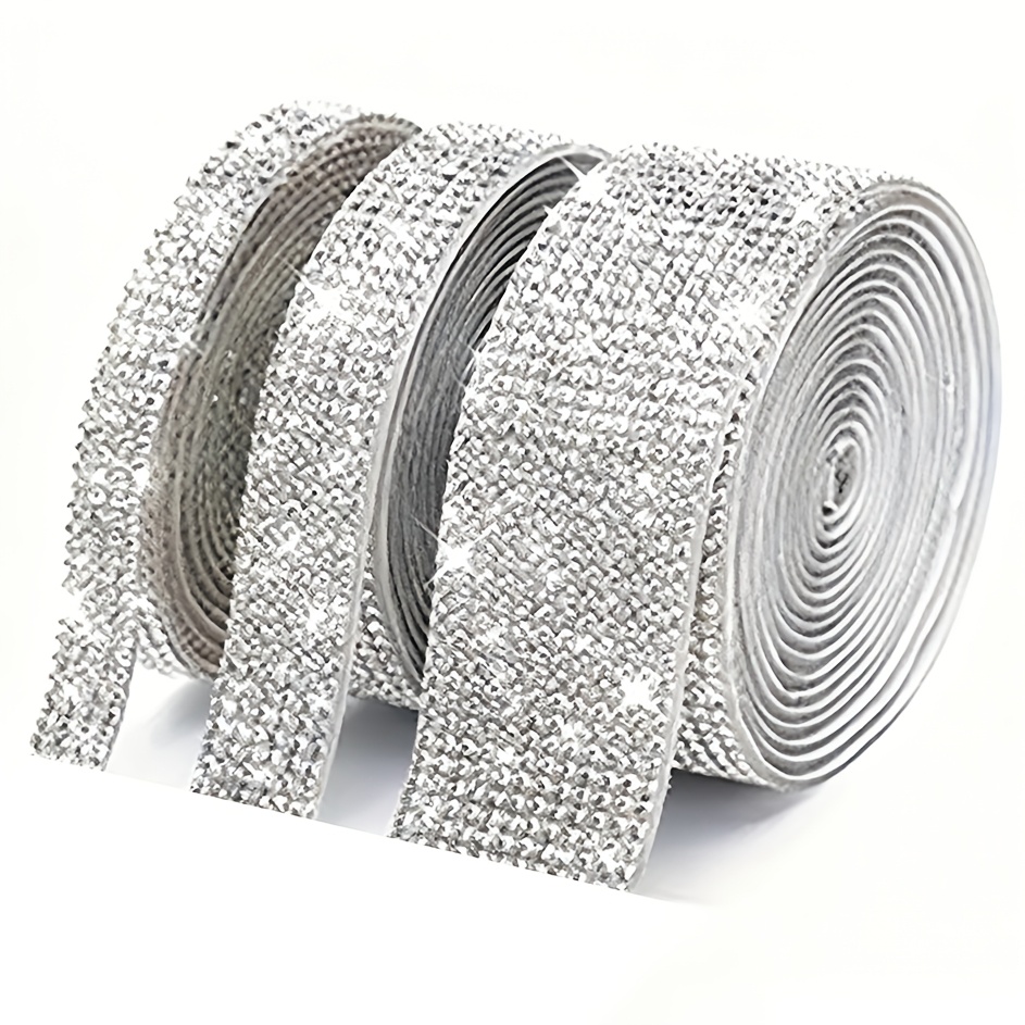 E-shop 3 Rollen selbstklebende Kristall-Synthetisch-Diamant-Bandstreifen, eisblaue schimmernde Aufkleberrollen, für Bastelornamente, Handy- und