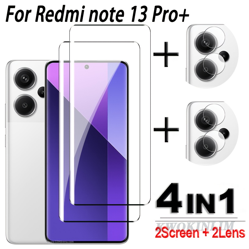 TEMU 2+2pcs Suitable For Redmi Note 13 Pro+ Glass 3d Curved Full Coverage Screen Protector, Redmi Note 13 Pro+ Plus 2pcs Tempered Glass, 2pcs Lens