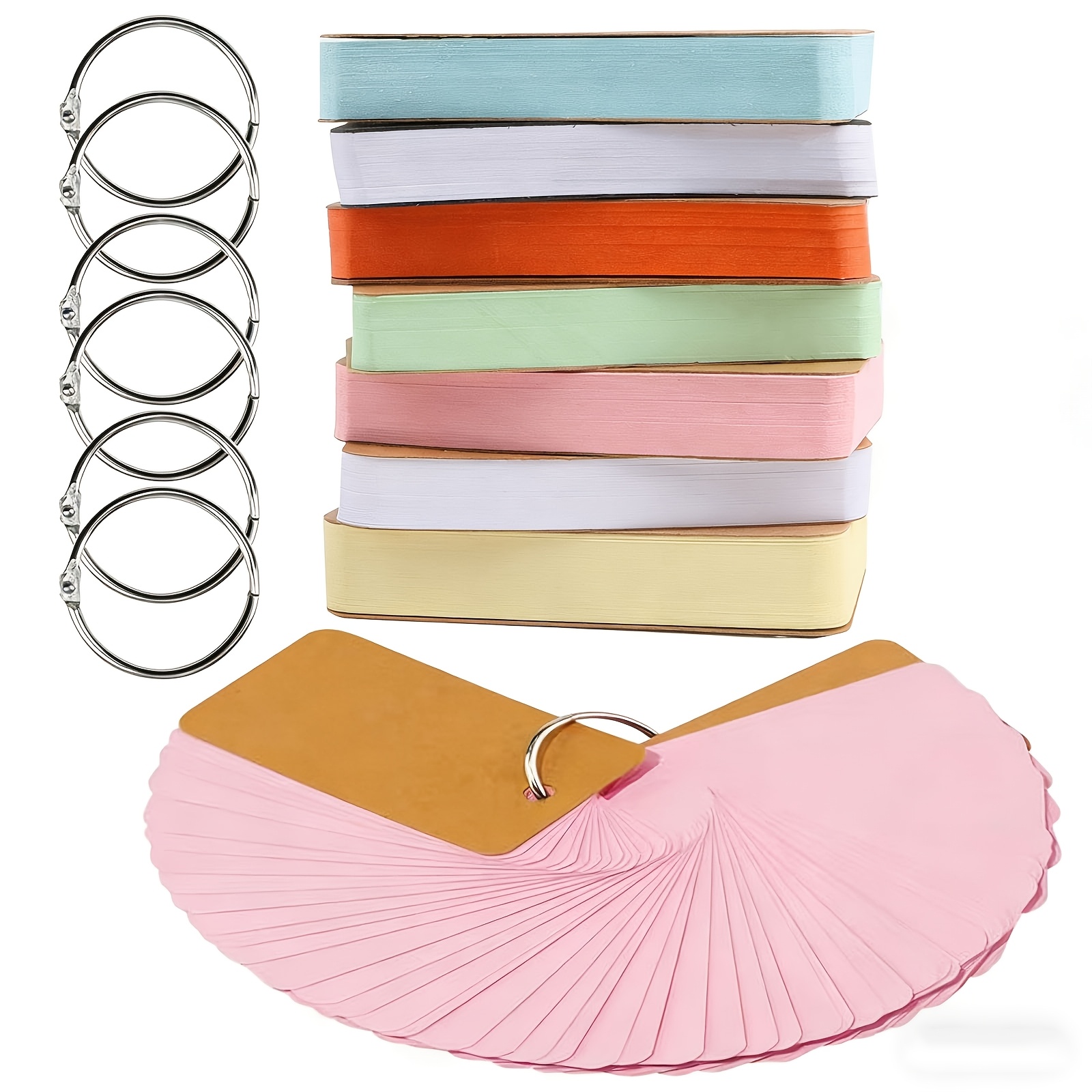 blank flash cards with binder ring 100 Sheets Kraft Paper Blank Flashcards with Binder Rings Spiral Notepads  Kids Mini Notebooks Study Cards Book Kawaii Stationery