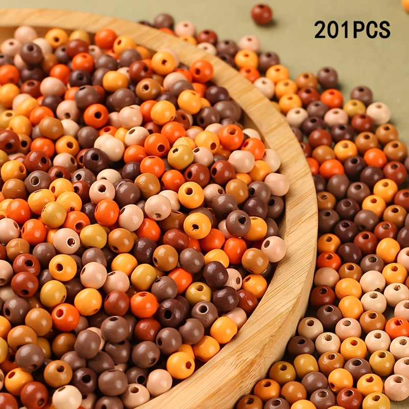Image of 201pcs Multicolor Wooden Beads, 8mm Round Brown Wood Beads, Wood Beads, Bohemian Round Wood Spacer Beads For Holiday Diy Crafts And Jewelry Making