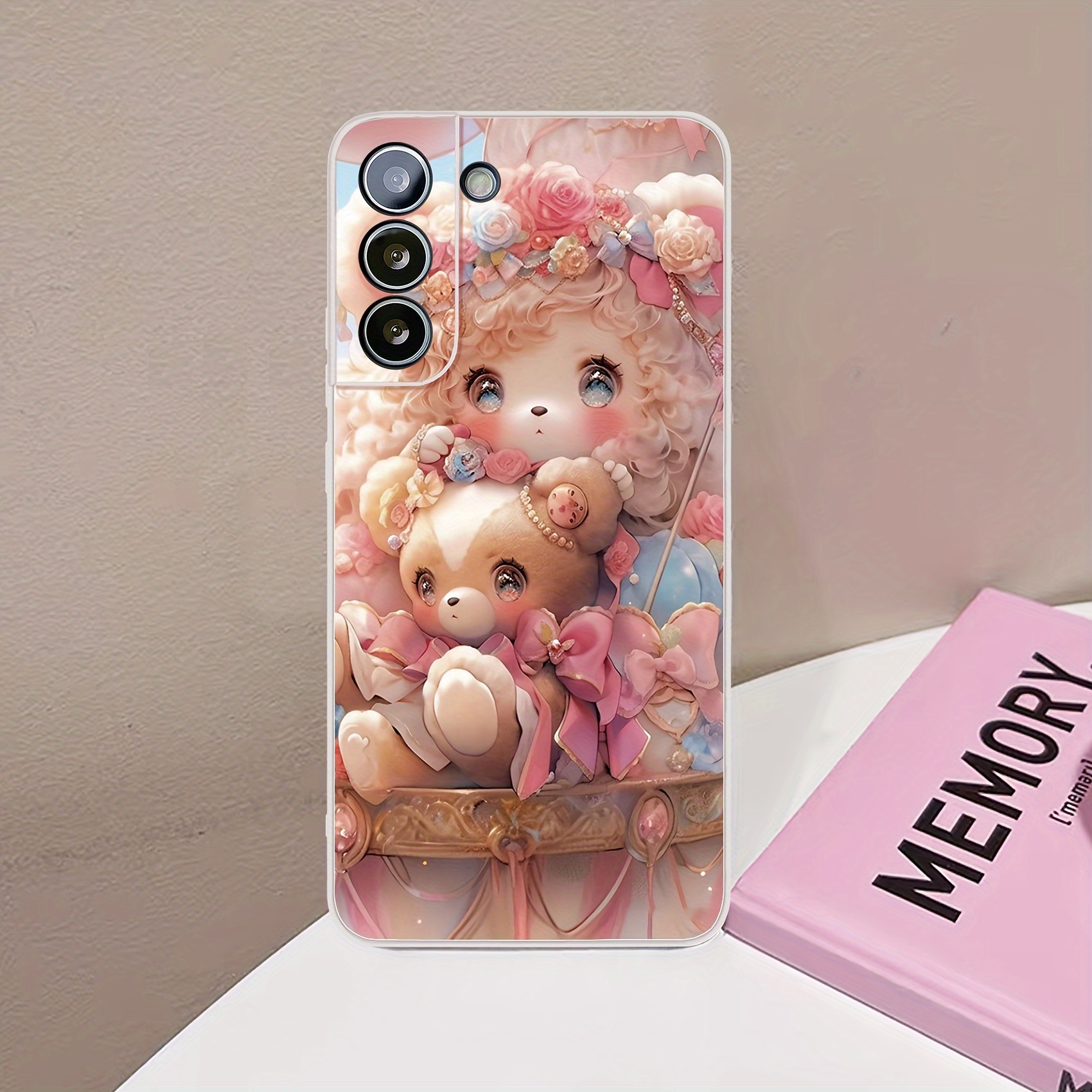 TEMU Phone Case - [2d Flat] H687 - White Shell - Cute Bear