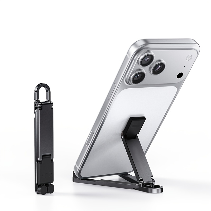 TEMU Soporte de Teléfono Portátil Plegable Mini para Llavero, con Clip de Incorporado, Compacto y Portátil, Soporte de Viaje Compacto, Compatible con