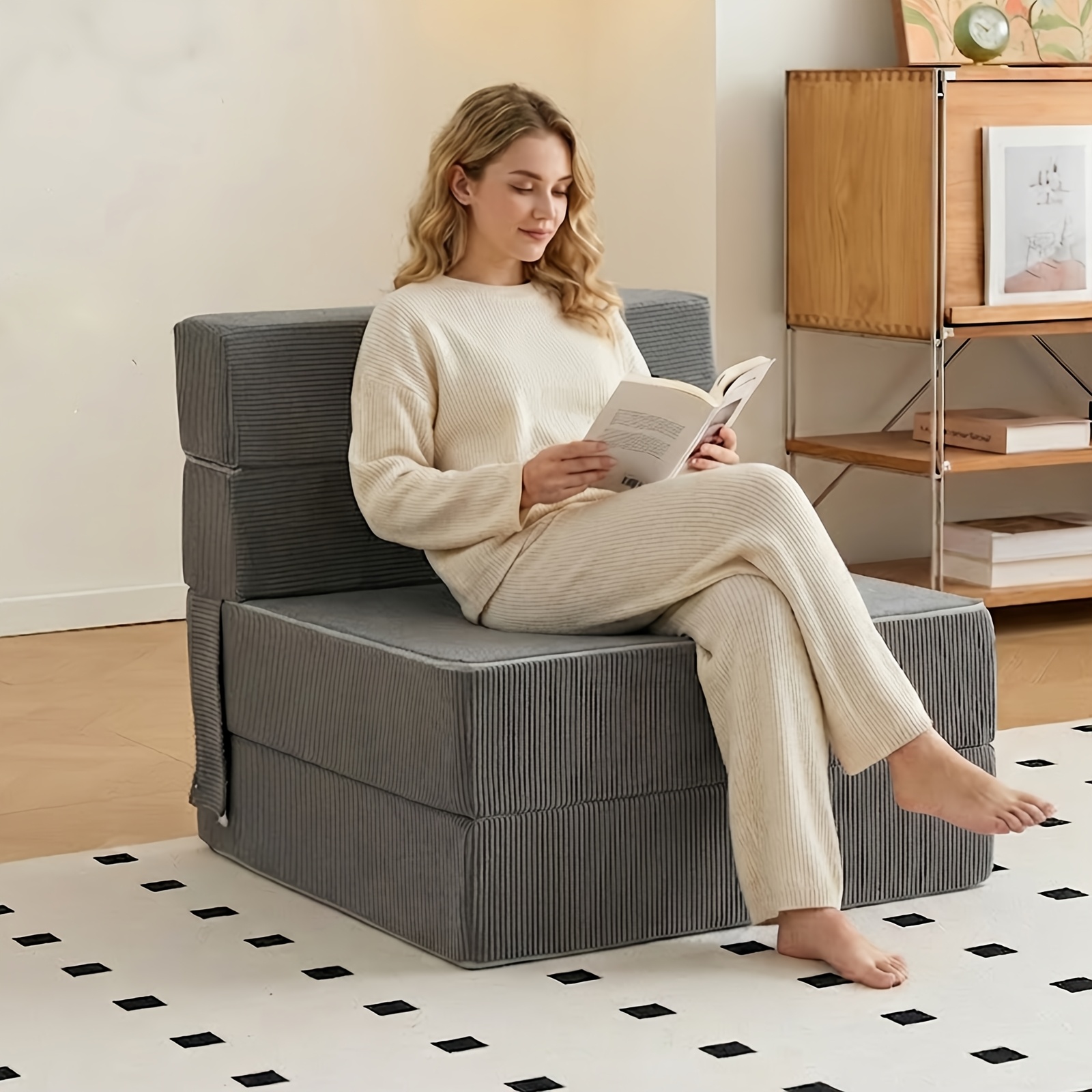 Klappbare Schlafcouch, ausziehbares Schlafsofa mit verbessertem Kissen * bequemes Sofa aus Leinenstoff, klappbares Sofa mit Memory-Schaum, für Wohnzimmer, Schlafzimmer, bequemer * Sofa