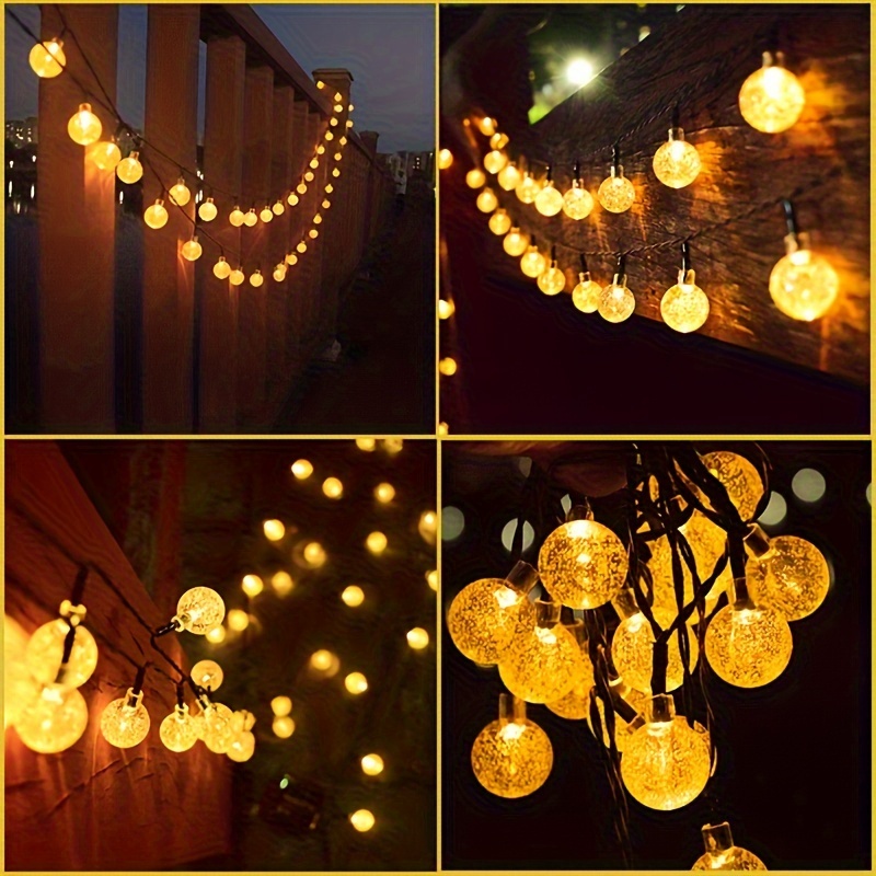 1 set of 20 50 led solar outdoor crystal ball string lights solar holiday fairy lights bubble ball lights garden christmas and halloween decoration lights details 2