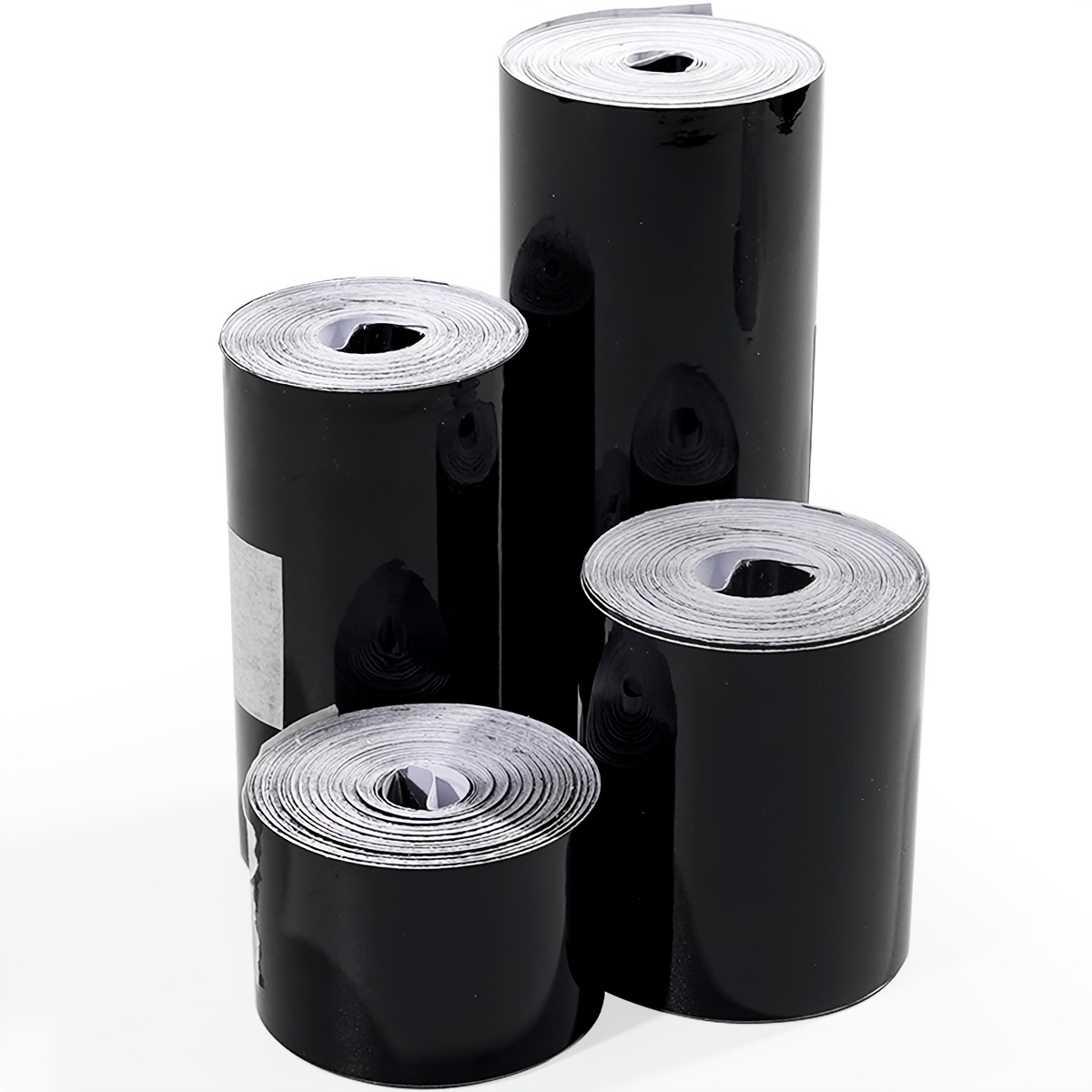 Black Vinyl Wrapping Tape, 4 Sizes, High Gloss Self-adhesive Engine Hood Detail Film -2.9m/roll, High-quality Adhesive, Interior Decoration Stickers, Suitable For Cars, Trucks, Motorcycles, Diy