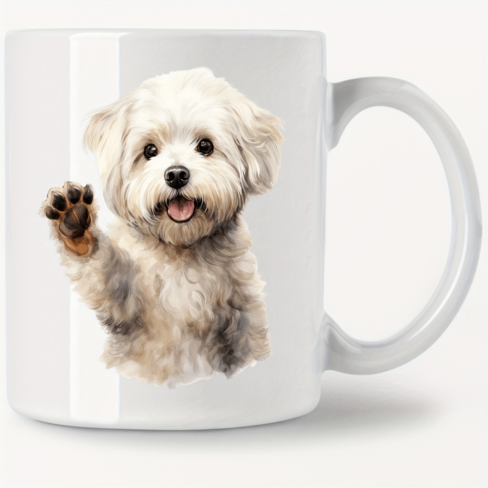 

1pc, Funny Coffee Mug, 11oz/330ml Ceramic Coffee Cups, Bichon_5office Portable Ceramic Mug For Hot Or Cold Drink, Novelty Gift, For Office