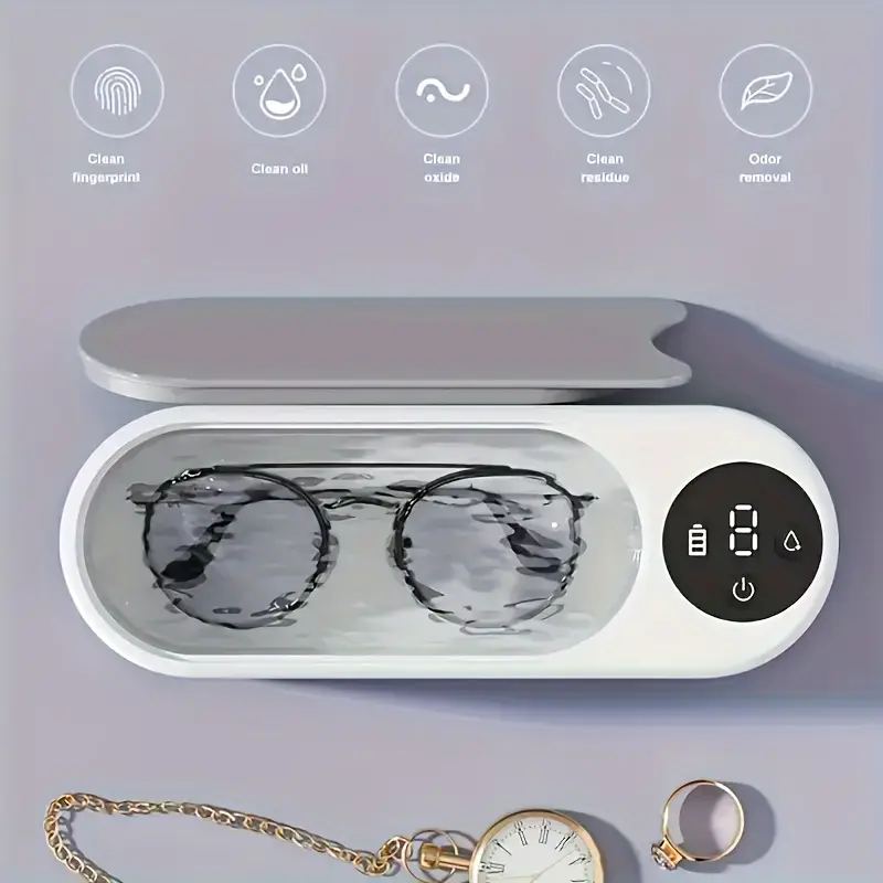 usb rechargeable ultrasonic cleaner for glasses jewelry watches high frequency vibration deep cleaning machine portable cordless design with lithium battery details 2