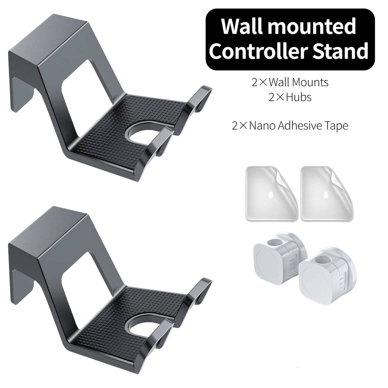 TEMU 2-pack Game Controller Wall Mounts Universal Holders For Controllers And Headsets With Cable Management; Supports Installation Via Strong