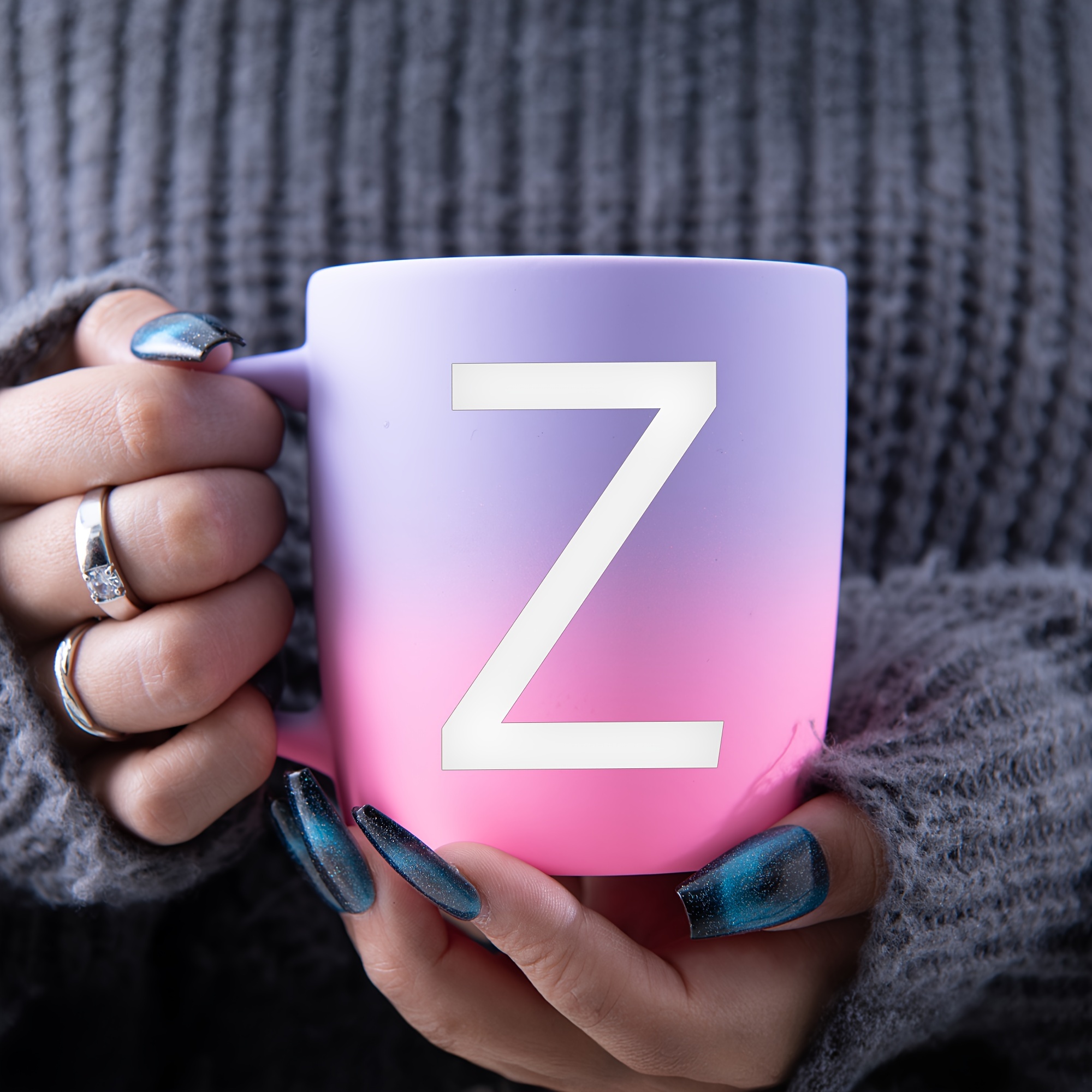 Gradient Color Alphabet Coffee Mug Letters A Z Ceramic Temu