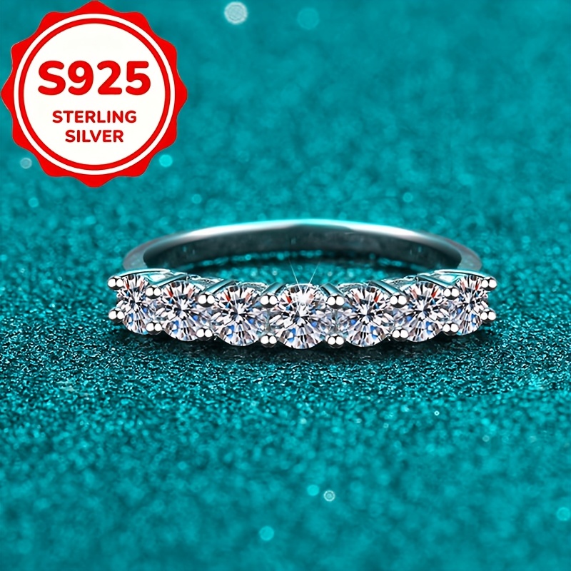 Women's S925 Silver Seven-Star Row Zirconia Stacking Ring, Gift for Her