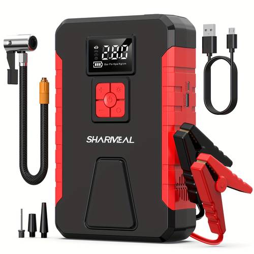 5000a peak 12v portable car jump starter 12v car battery charger car jump starter with air compressor jump starter para car accessories tools led light battery charger cart battery charger tire inflator