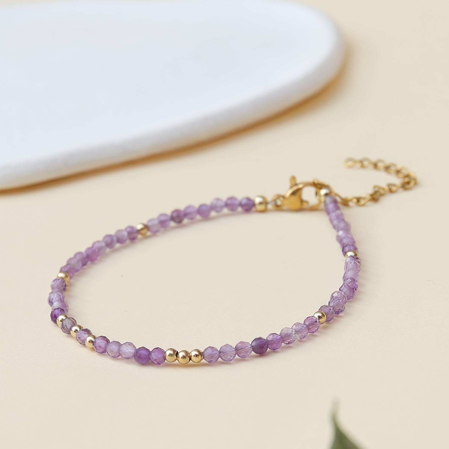 3mm Faceted Purple Natural Stone Beaded Bracelet, Unisex