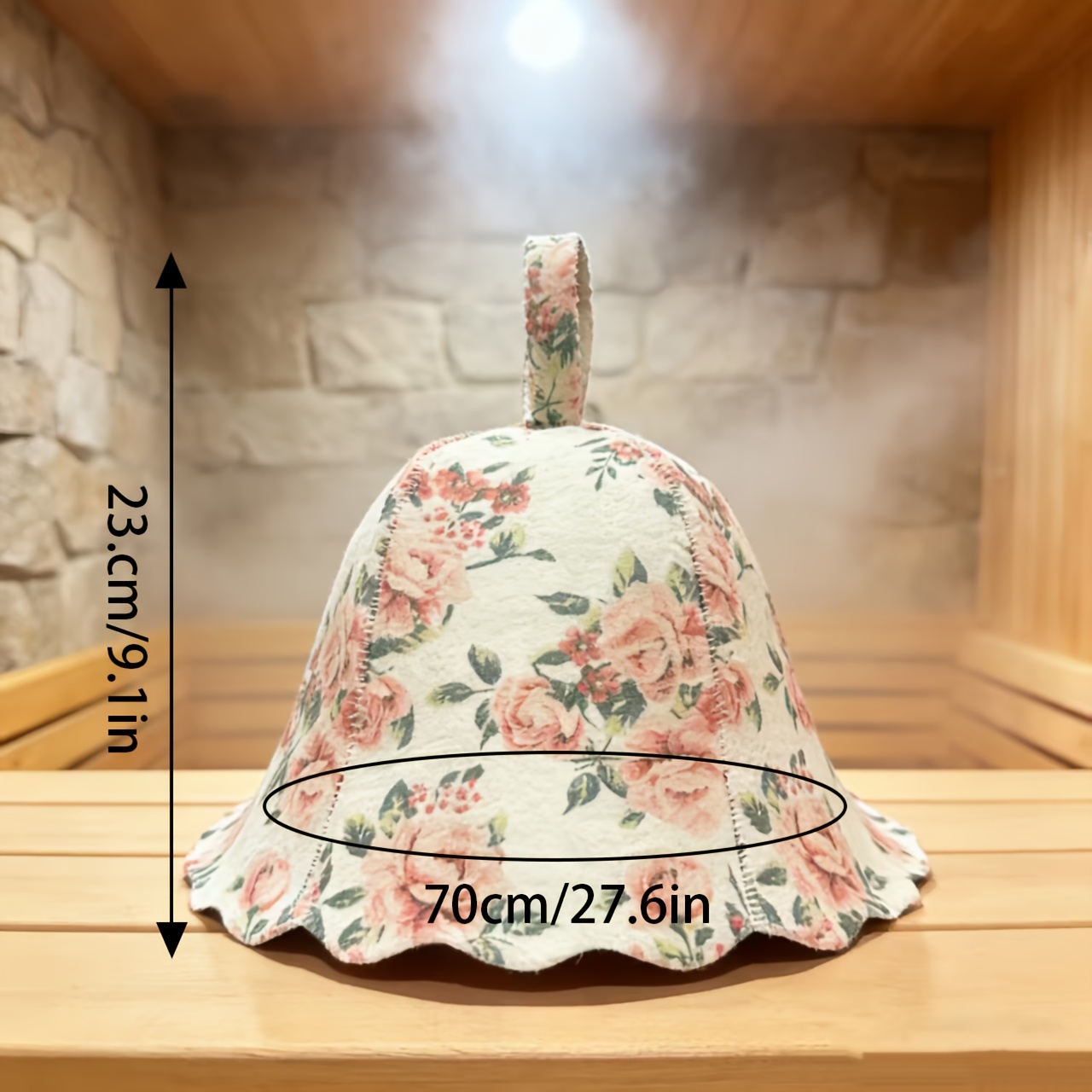 E-shop Saunamütze mit Blumendruck, Badehaube, Rosenblütenmütze. Das Design der Saunamütze mit Blumendruck macht den Träger eleganter würdevoller. Sie