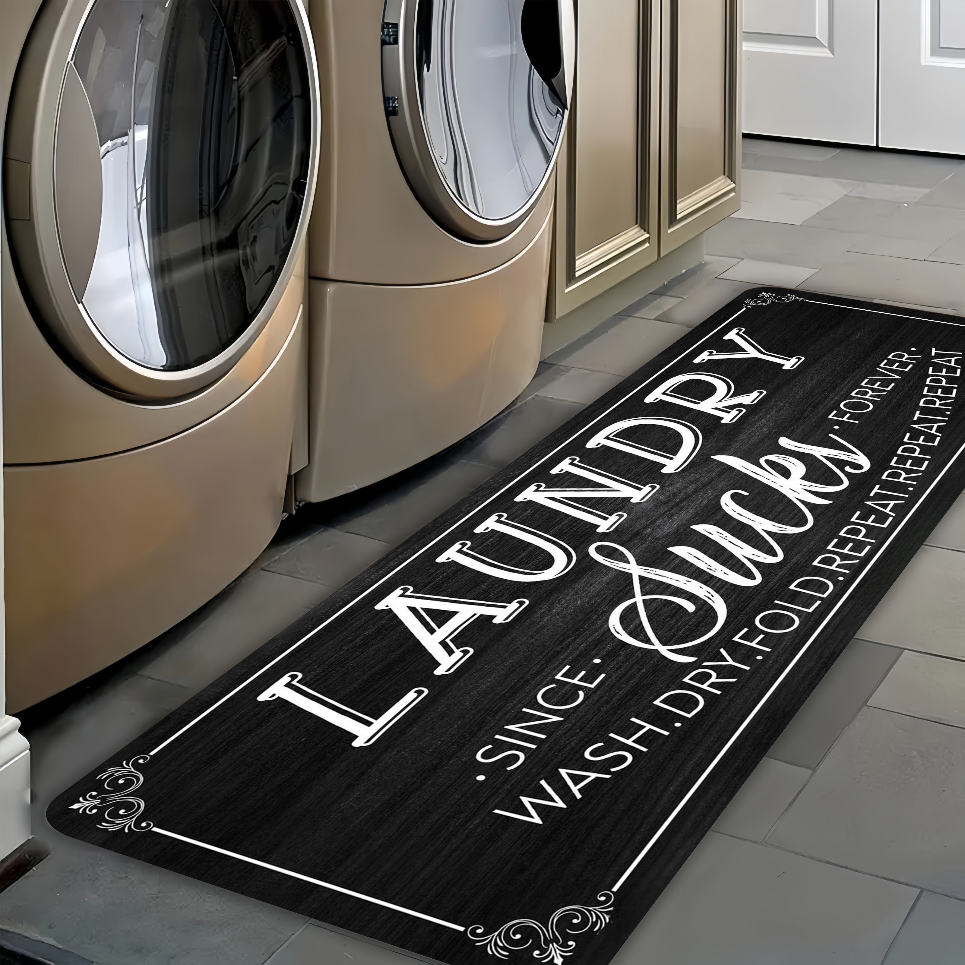 

1pc Laundry Room Mat - Stain-resistant, Non-slip, Memory Foam Cushioning For Comfort, Waterproof & Soft Runner Rug For Kitchen, Hallway, Bathroom - Machine Washable