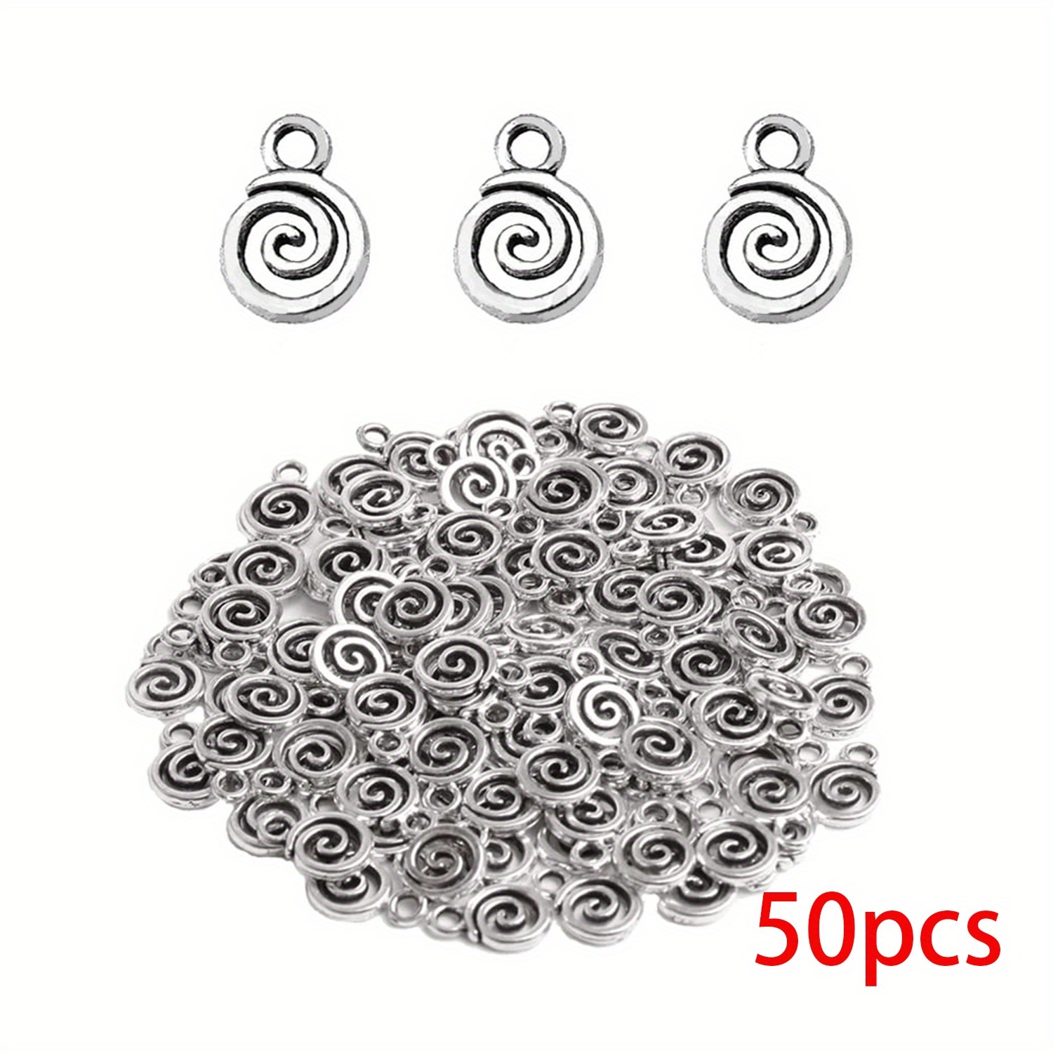 TEMU 50 Piezas de Plateadas Antiguas para Hacer Joyería DIY, Pulsera y Colgante Artesanal 11 x 8mm