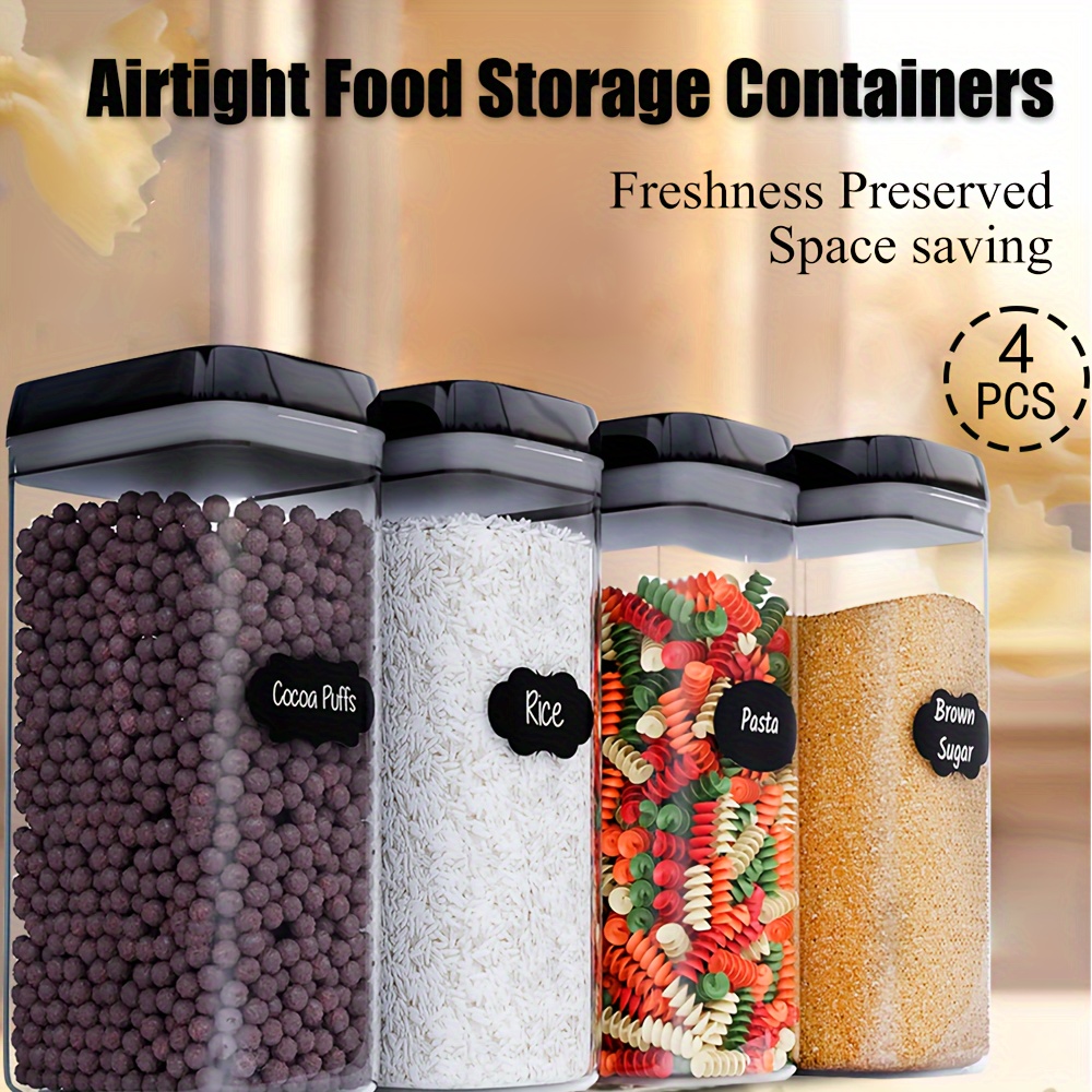 

Airtight Food Storage Boxes - Kitchen Storage - Flour, Cereal, Pasta - Plastic Storage Boxes With Lids (4pcs-3.2l)