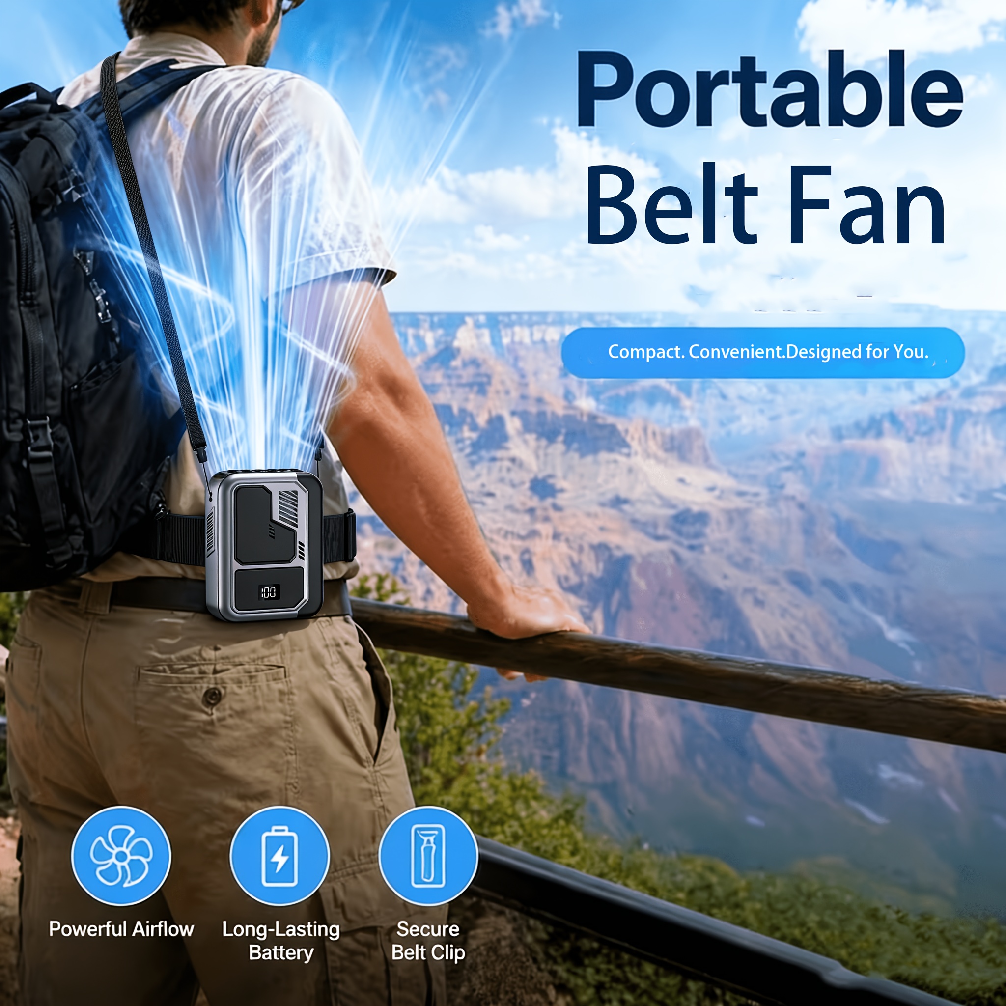 Image of 4-in-1 Portable Neck Fan Rechargeable 3 Personal Fan, Portable Waist Fan, Waist Clip, Quiet Personal Mini Fan For Office, Bedroom, Home Kitchen Outdoor Activities - Great Summer Birthday Gifts