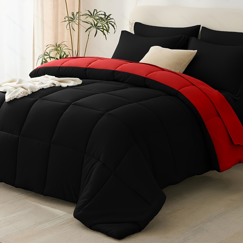 TEMU 2/3pcs Solid Color Comforter Set, Box Stitched Bed Set For All Season, Soft Bedding Sets With Machine Washable Lightweight Thermal Set Lnclued 1