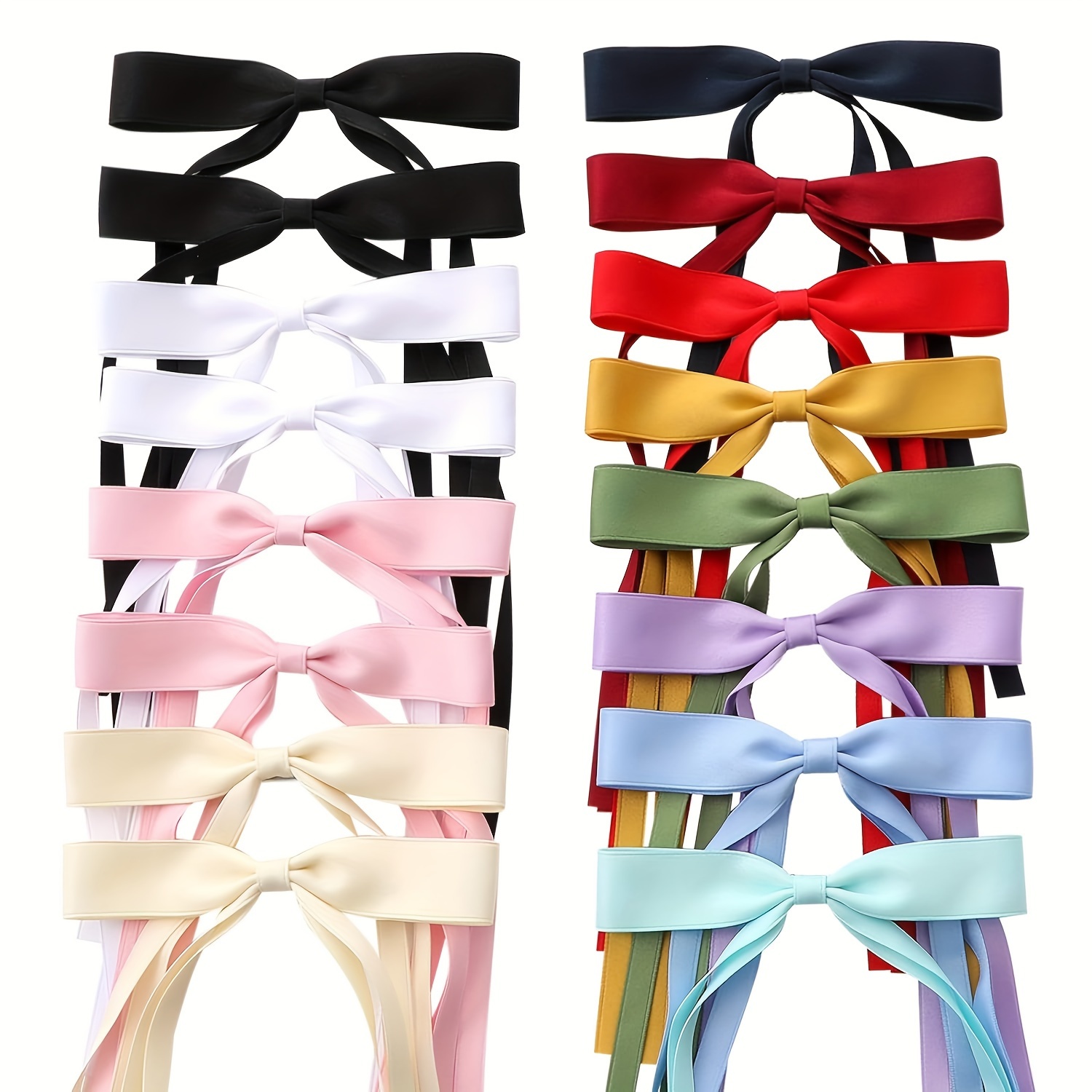 

16 Pieces Of Elegant And Simple Bow Hair Accessories With Long Tails - Perfect For 14+ Years Old