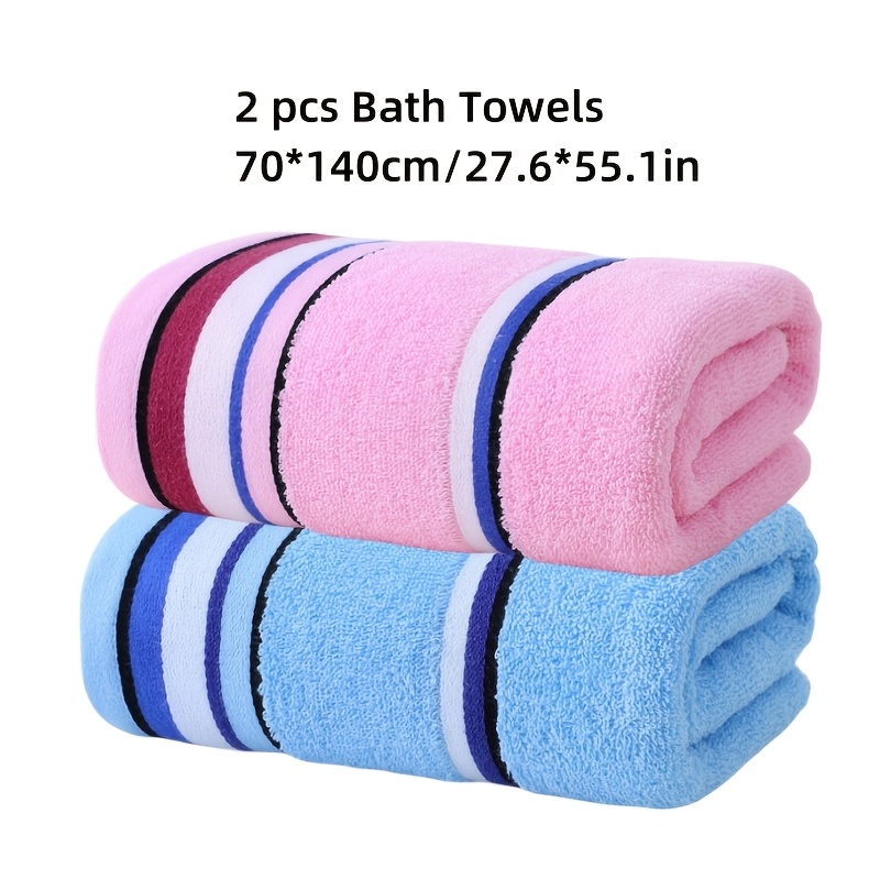TEMU 2pcs 100% Cotton Bath Towel Combination, Including 2pcs Of 70*140cm Bath Towel, 100% Cotton, The Fabric Is Comfortable, Soft And Skin-friendly,