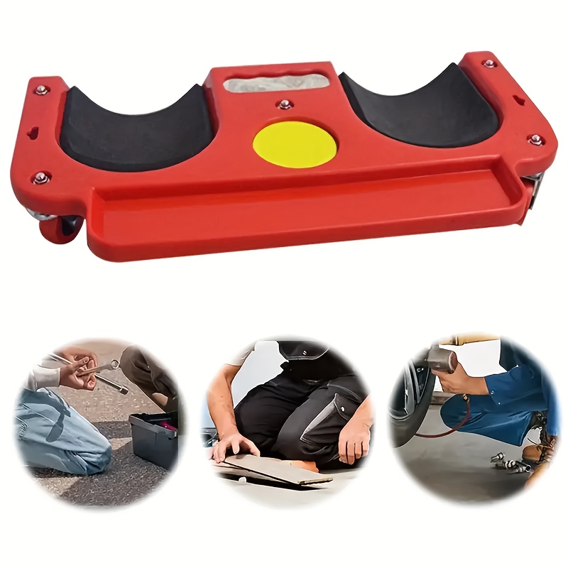 1pc rolling knee pad platform with wheels abs material multi function with built in tool tray comfortable cushioned kneeling pad for machine workers carpenters flooring and car repairs details 2