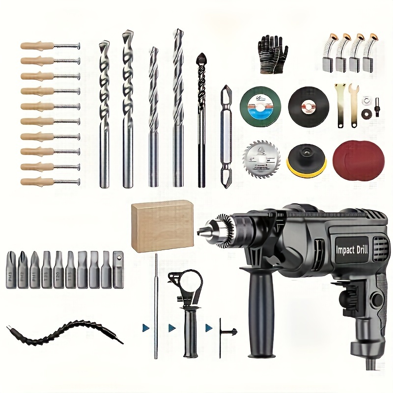 

1 Set Hand Electric Drill Set, Can Be Used For Brick Walls, Impact Drills, Plug-in Electric Drills, High Power, For Concrete, Power Tools