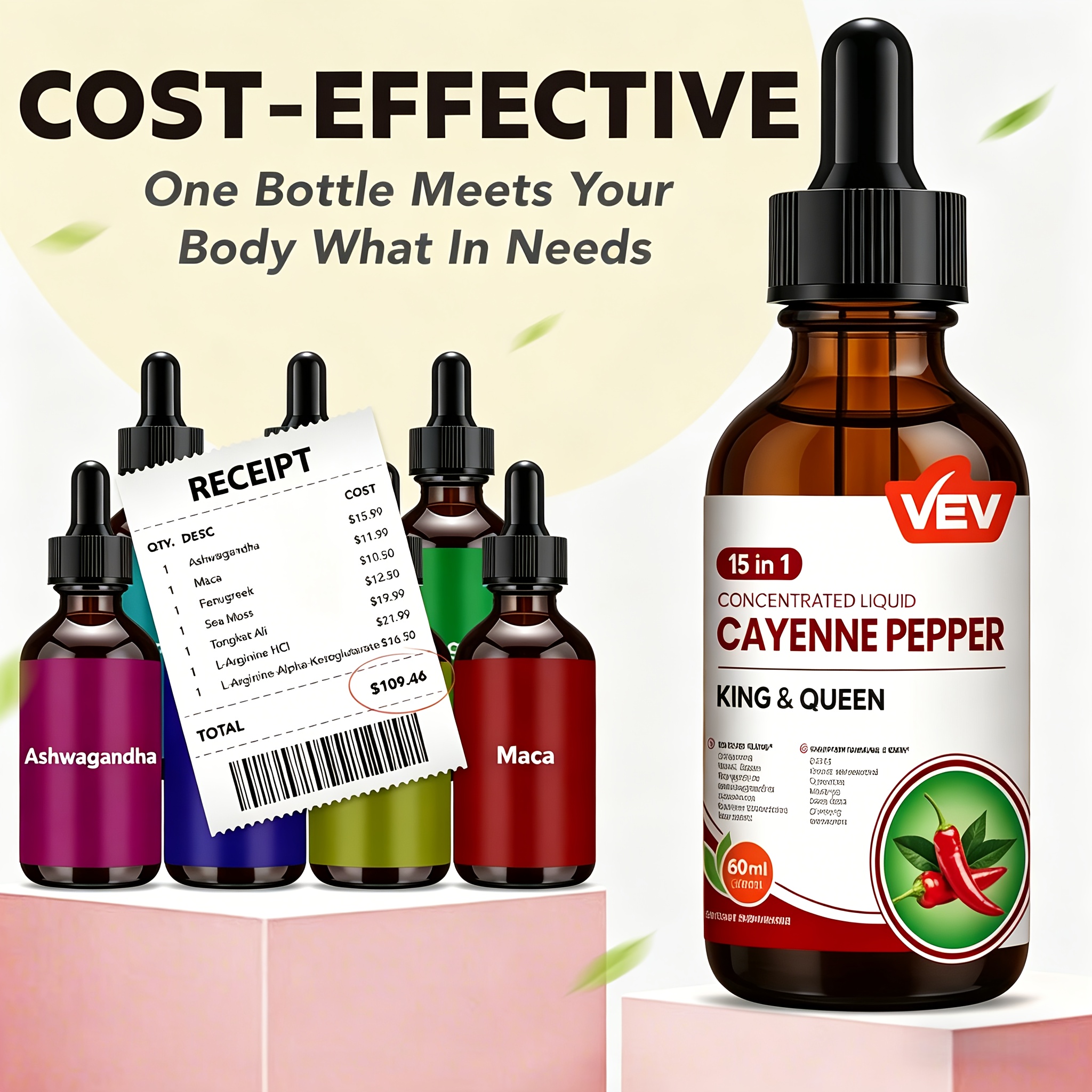 VEV Berberine Capsules with Ceylon Cinnamon, Cayenne Pepper, Turmeric & Milk Thistle Supplement, 1 Bottle