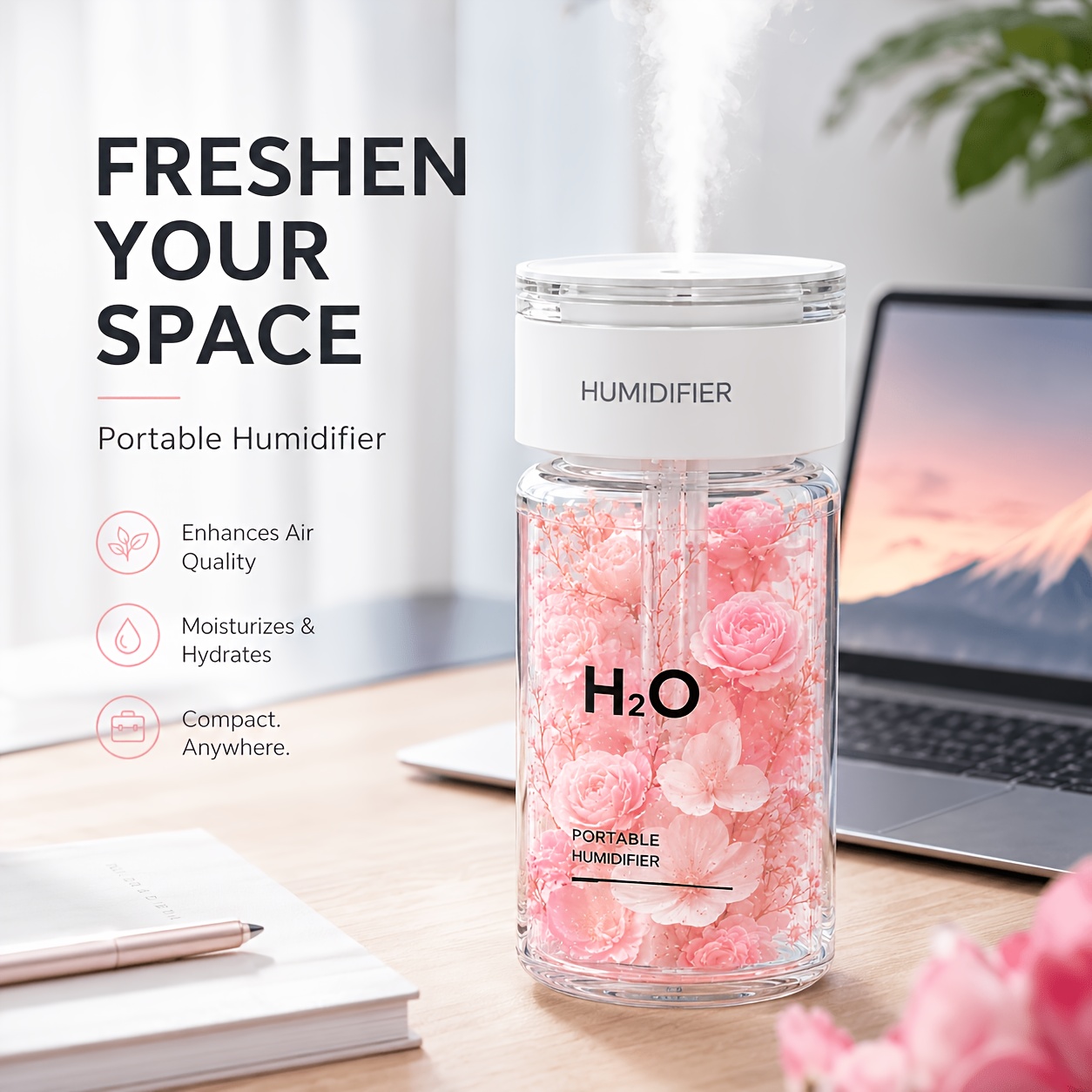 Aromatic Diffuser That Enhances Air With Fragrances, Featuring 3 Adjustable Settings And Serving As A Humidifier For Essential Oils In Vehicles