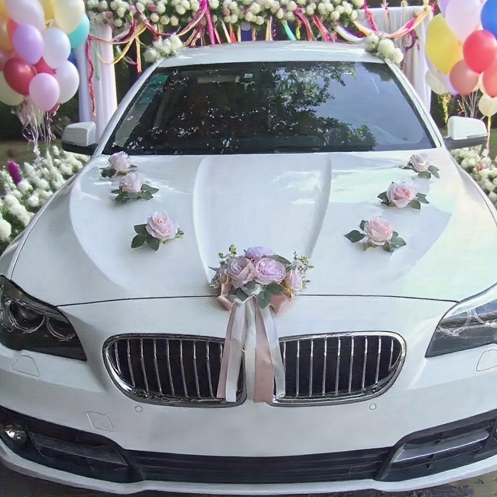 Fiori In Pizzo Bianco Per Decorazione Auto Da Sposa | 2 Pezzi | Addobbo Matrimoniale Per Auto, Sedie E Feste - 5