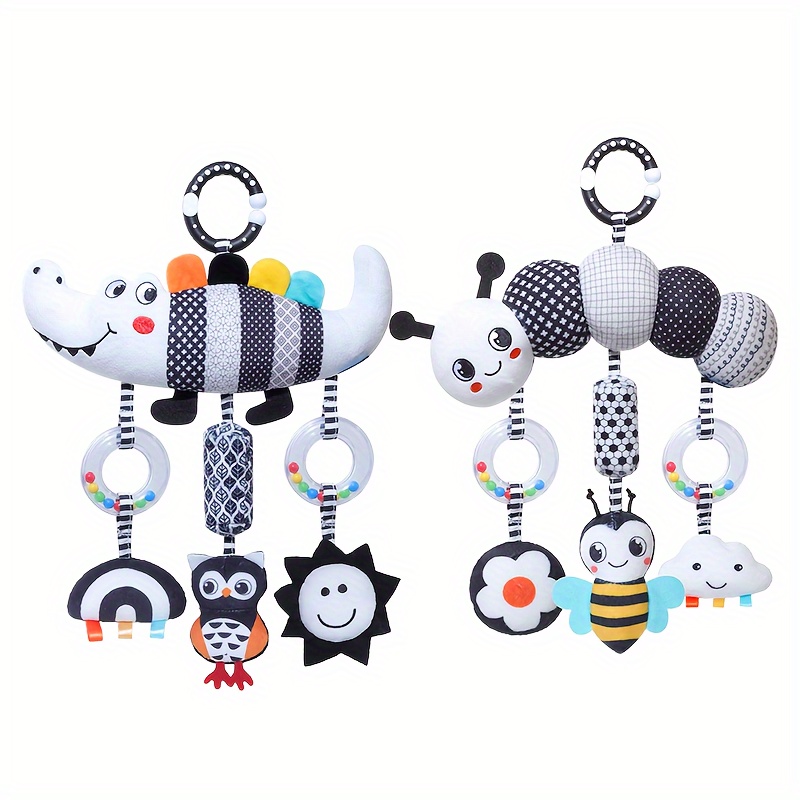 black and white animal wind chime plush toys for baby car seat stroller soft cloth hanging rattle toys chinese     ideal christmas gift for infants 0 3 years old details 6