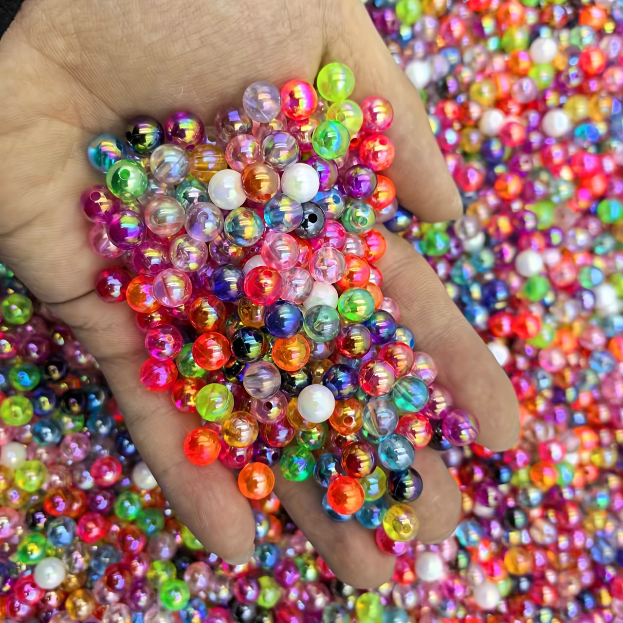 TEMU 500pcs Vibrant Acrylic Beads Set, 8mm Multicolor Round Beads For Making, Beading Supplies For Handmade Bracelets, Necklaces, Crafts, And Festive Gift Decorations