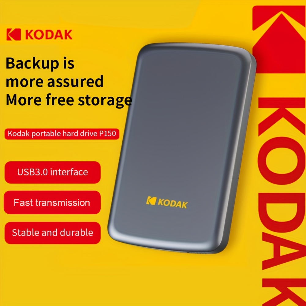 

1pc Kodak Portable External Hard Drive - 500gb Usb 3.0 Data Transfer, , File System, Compatible With Windows & , Led Activity Indicator, For & Backup