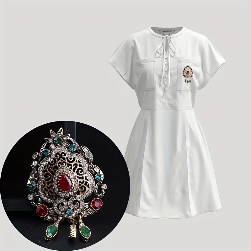 TEMU Low-allergy Bohemian Brooch With Hollow-out Engravéd Flower & Accent - Lightweight Wedding, Prom, Party - Jacket/scarf Clip - Low-allergy