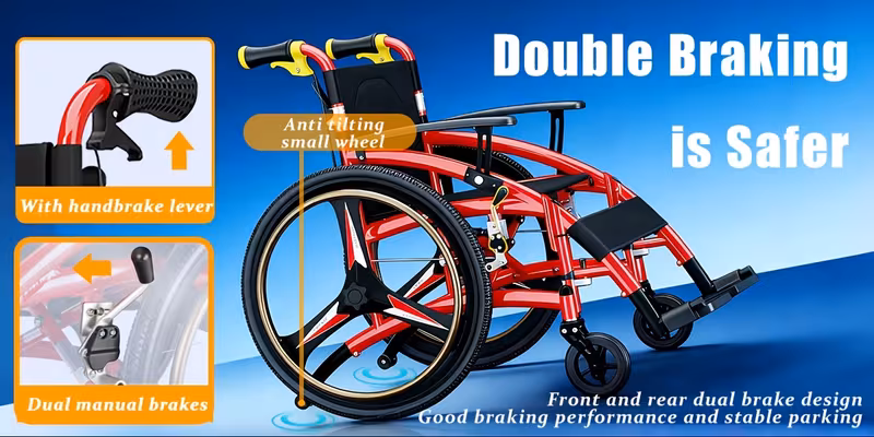 lightweight adult wheelchair self propelled 33lbs foldable aluminum manual wheelchair with adjustable footrests portable travel wheelchair 220lbs capacity Product details 2