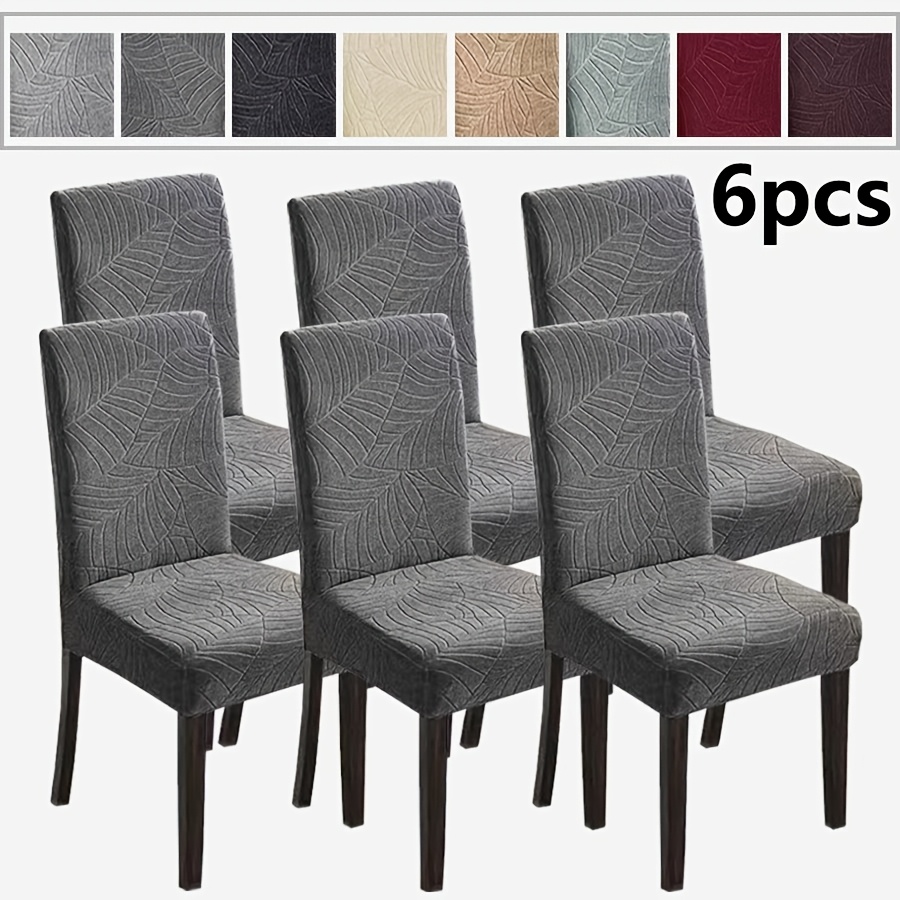 TEMU 6pcs Patterned Chair Covers, Elastic For Dining Room, High Stretch, Machine Washable, Pet-friendly, Full Coverage Design