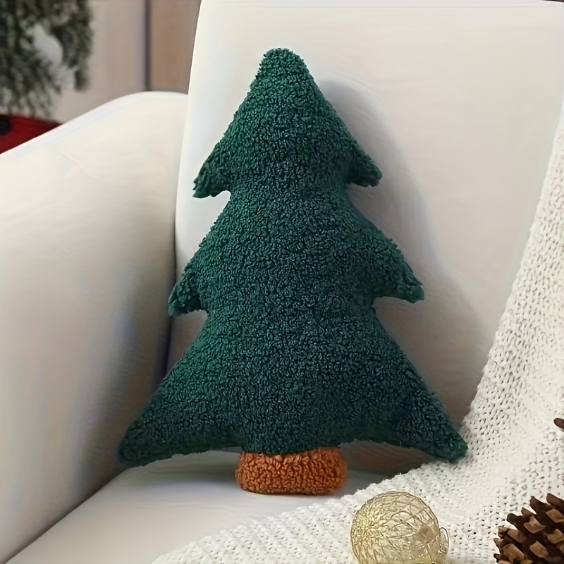 TEMU Christmas Pillows Green Christmas Tree Large Shaped Soft Plush Christmas Throw Pillow For Party Winter Sofa Cushion Cases