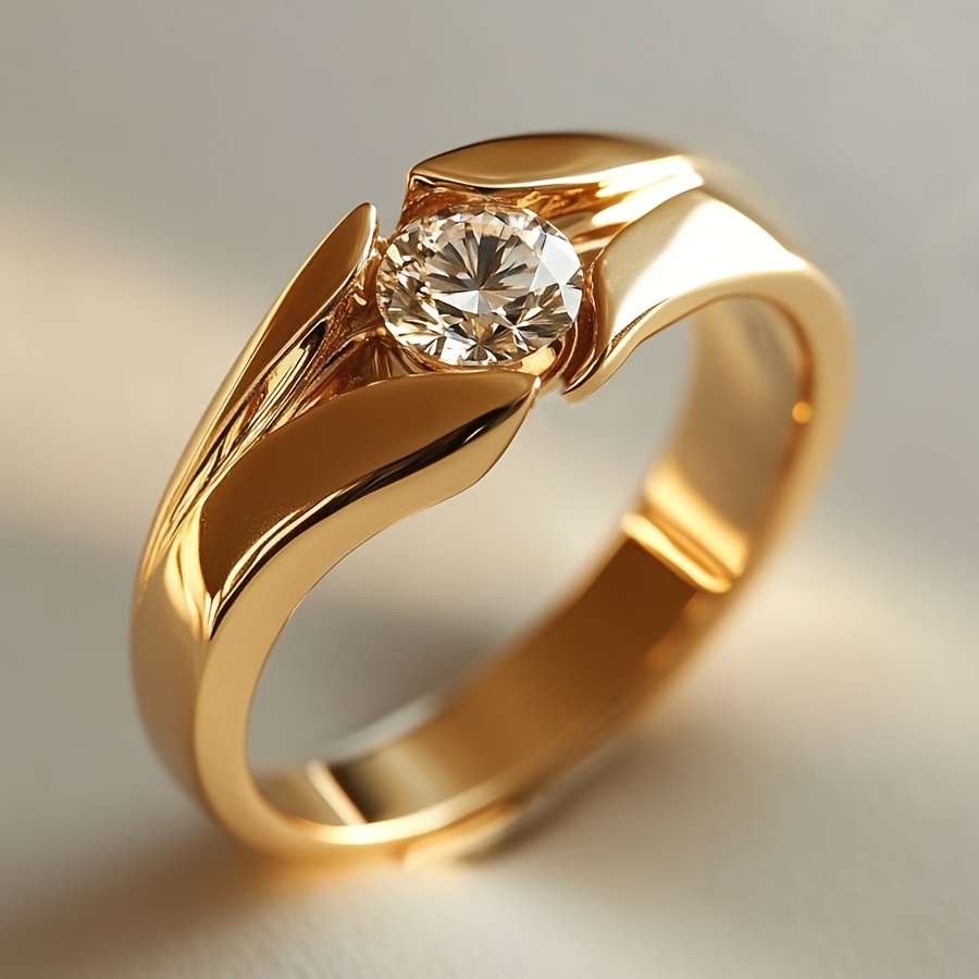 Minimalist Kc With Single Round Cubic Synthetic Zirconia Stone, Exuding Modern And Texture - Party Jewelry Accessory For Women, Ideal For Daily Wear, Gift , Valentine's Day, And