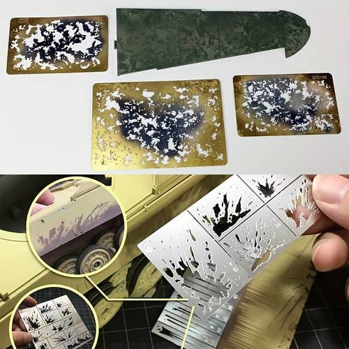 stainless steel pe scale model kit spray board spray stencil hobby tools stencil universal leakage spray stencil template decoration stencils tools aging exfoliation corrode peel off rust paint peeling fade damaged