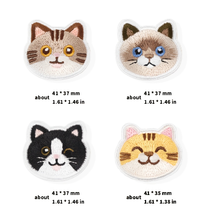 TEMU 4pcs 21# Cat-themed Self-adhesive No-sew Clothing Repair Patches, Combining Clothing And Practical Repairs